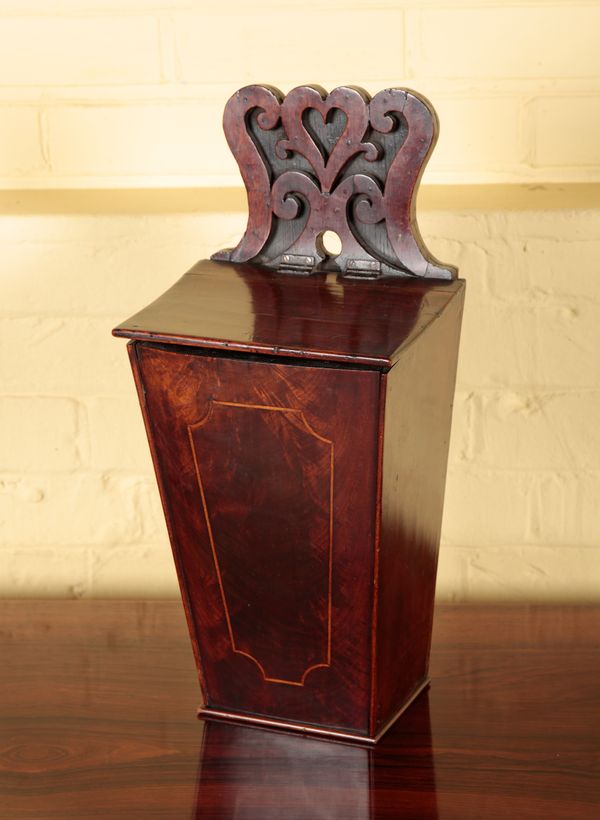 A MAHOGANY CANDLE BOX