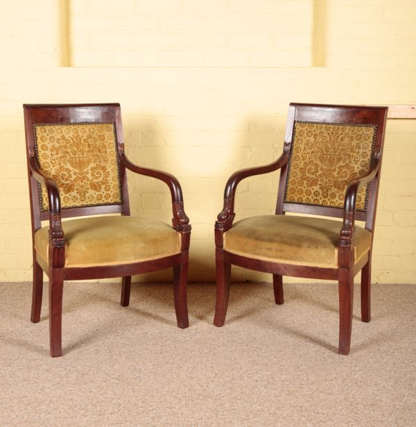 A PAIR OF LOUIS PHILIPPE I MAHOGANY ARMCHAIRS