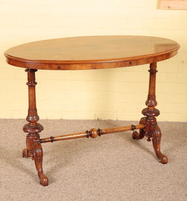 A VICTORIAN WALNUT AND MARQUETRY OCCASIONAL TABLE