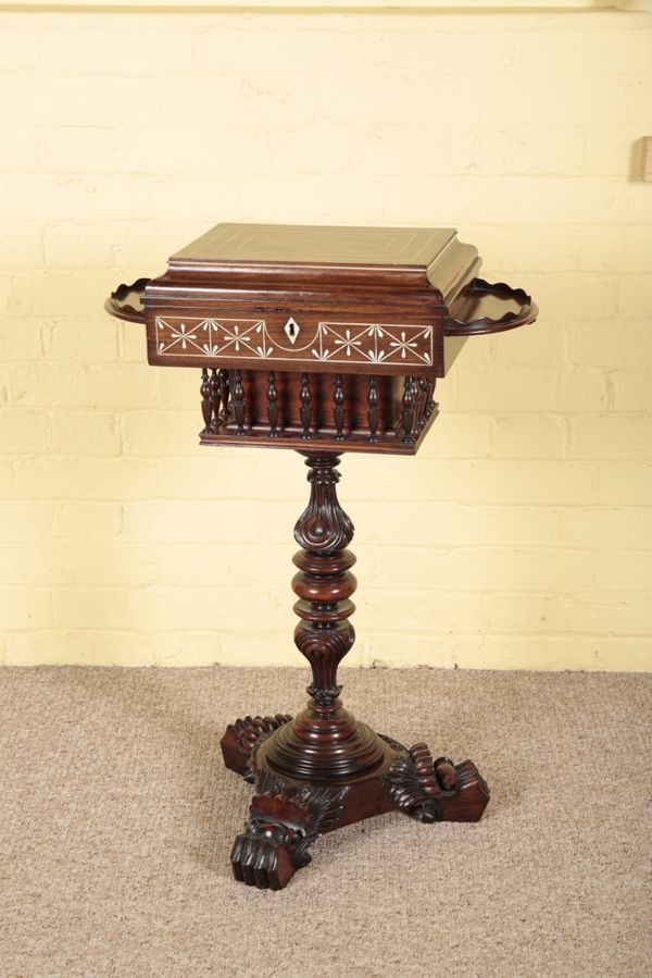 AN ANGLO-INDIAN WORK BOX ON STAND