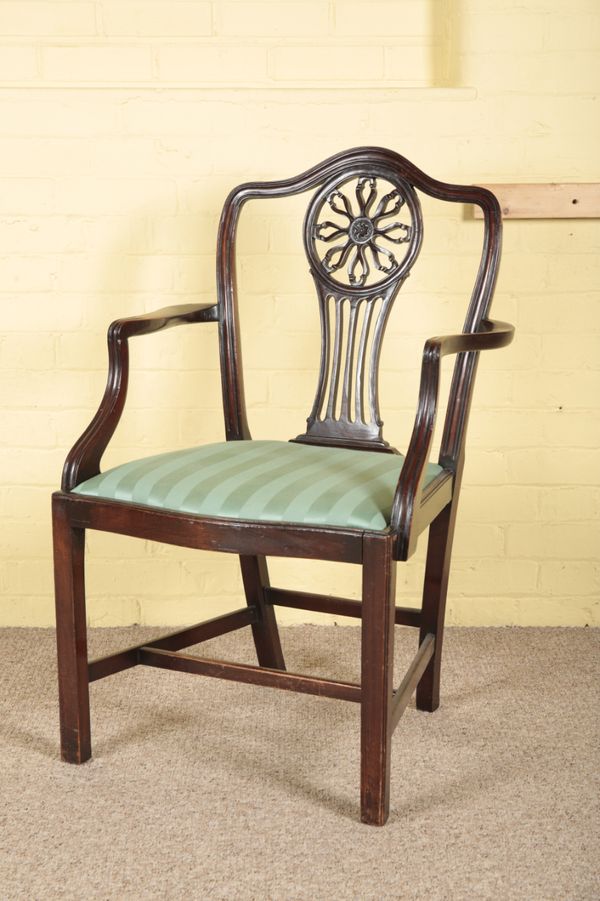 A MAHOGANY DESK CHAIR IN THE MANNER OF HEPPLEWHITE