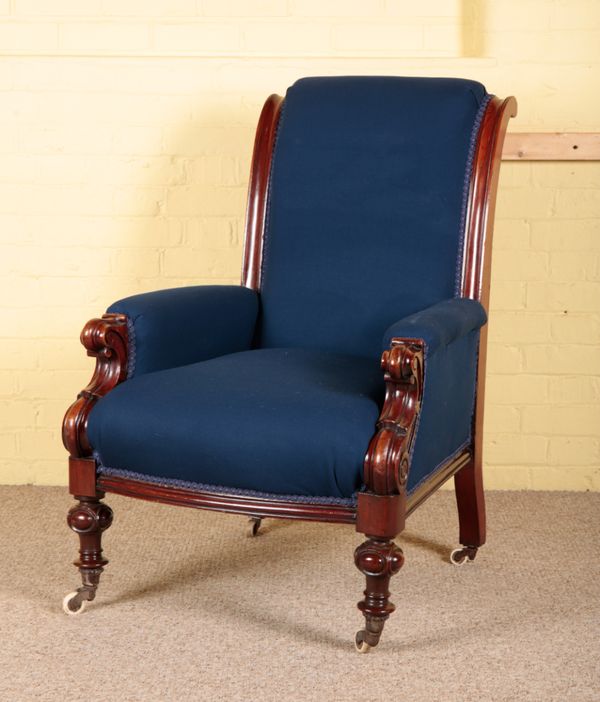 A VICTORIAN MAHOGANY ARMCHAIR