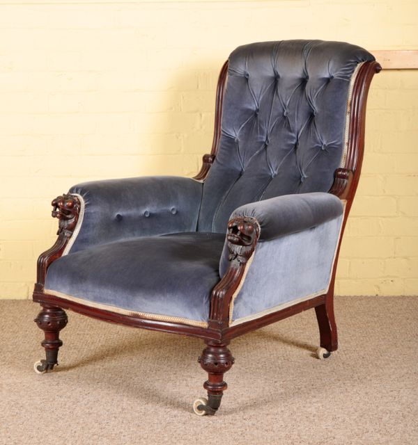 A VICTORIAN MAHOGANY ARMCHAIR