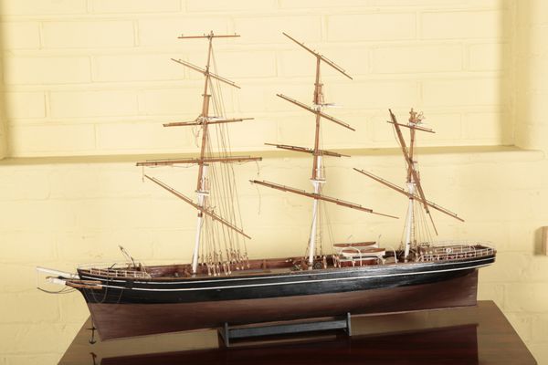 A SCRATCH BUILT MODEL OF A THREE MASTED SHIP