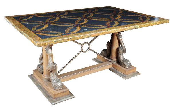 AN ITALIAN PIETRA DURA MARBLE TOPPED CENTRE TABLE