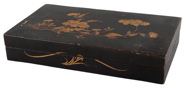 A CHINESE BLACK LACQUERED GAMING COUNTER BOX