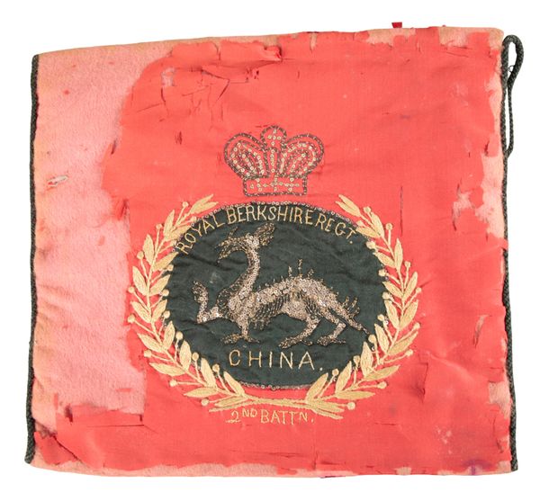 A ROYAL BERKSHIRE REGIMENT 2ND BATTALION RED SILK BAG