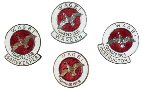 A RARE SET OF FOUR WAGBI WILDFOWLING BADGES