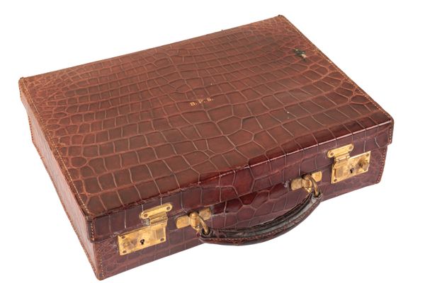 A VINTAGE BROWN CROCODILE ATTACHÉ CASE