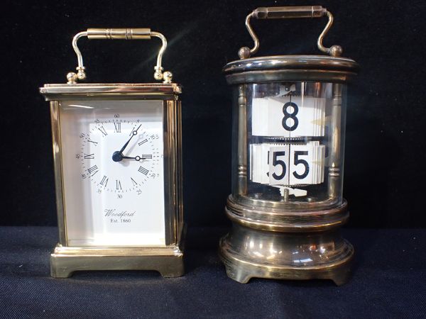 A BRASS-CASED 'DIGITAL' CARRIAGE CLOCK