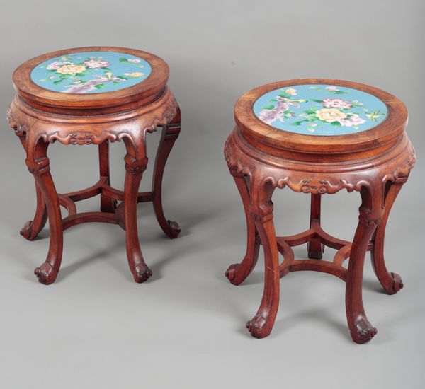 A PAIR OF CHINESE HARDWOOD JARDINIÈRE STANDS