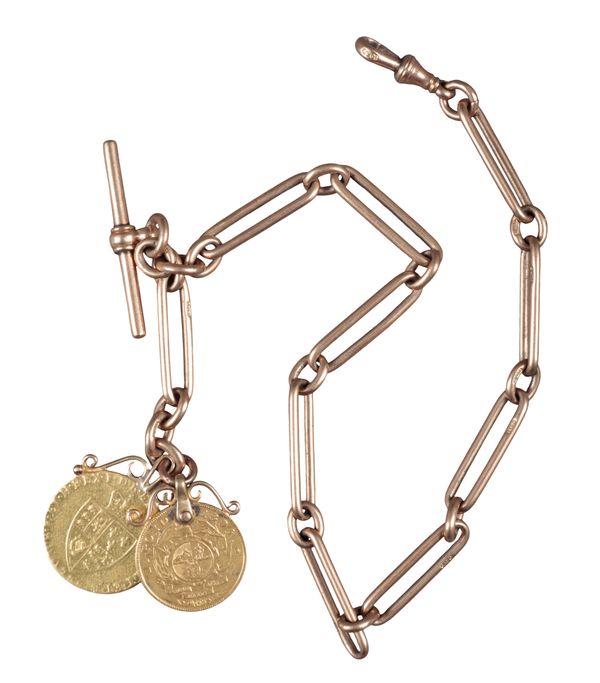 A 9CT GOLD CHAIN LINK POCKET WATCH CHAIN