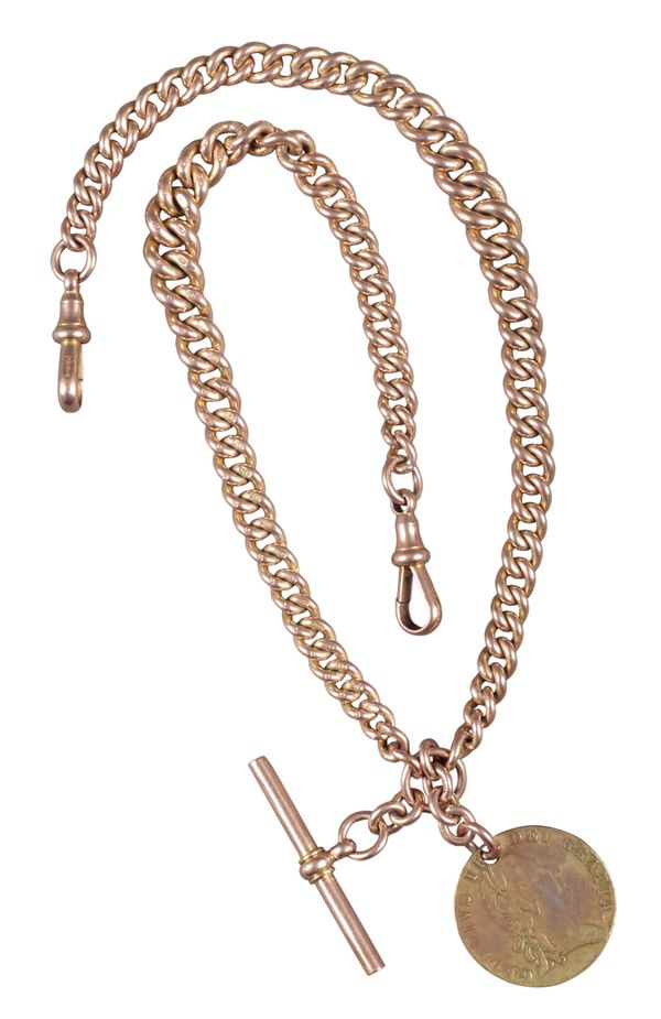 A 9CT GOLD CHAIN LINK POCKET WATCH CHAIN