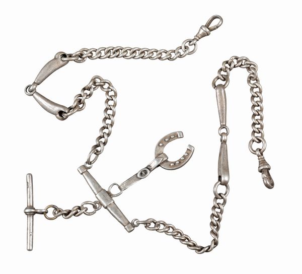 A SILVER POCKET WATCH CHAIN