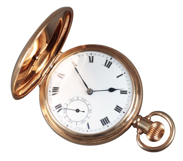 A GOLD PLATED FULL HUNTER POCKET WATCH