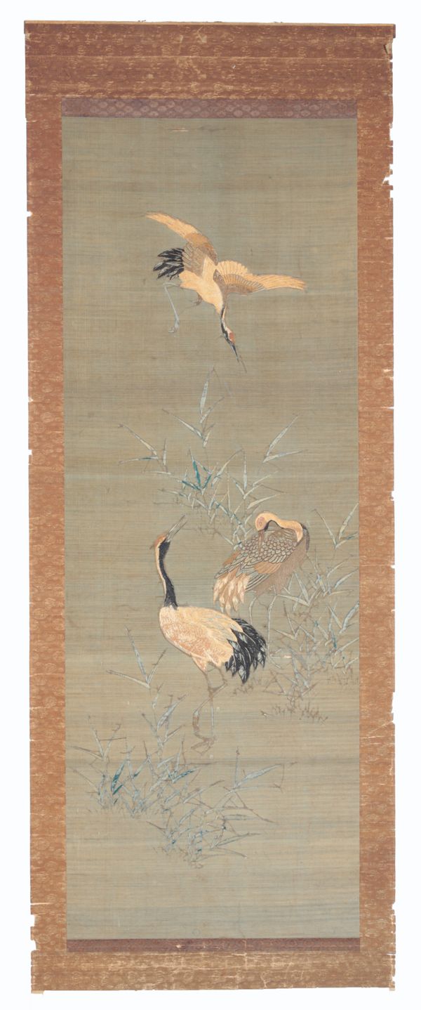 AN EMBROIDERED SILK SCROLL