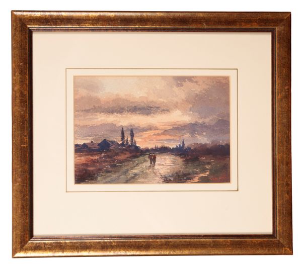 J H HOFF (LATE 19TH CENTURY) Landscape at dusk