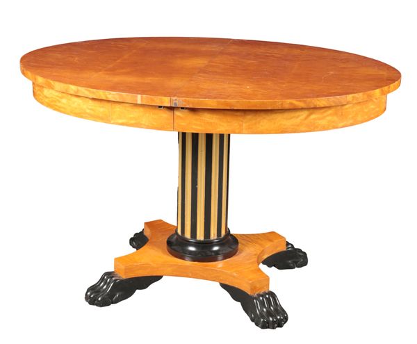 A SWEDISH BIRCHWOOD BIEDERMEIER STYLE DINING TABLE