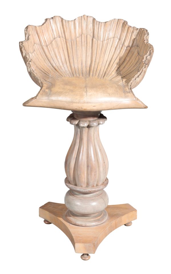 AN ITALIAN WALNUT GROTTO STOOL
