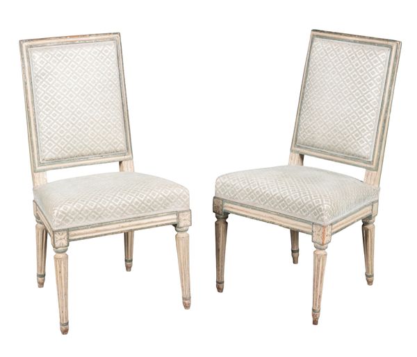 A PAIR OF LOUIS XVI PAINTED SALON CHAIRS BY JEAN-BAPTISTE III LELARGE