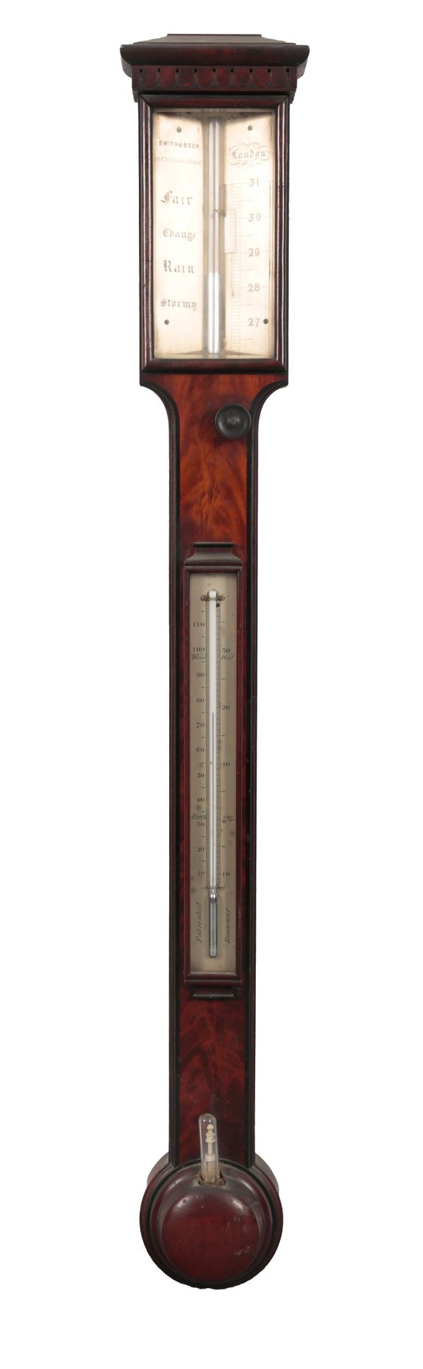 A SMITH & BECK MAHOGANY STICK BAROMETER