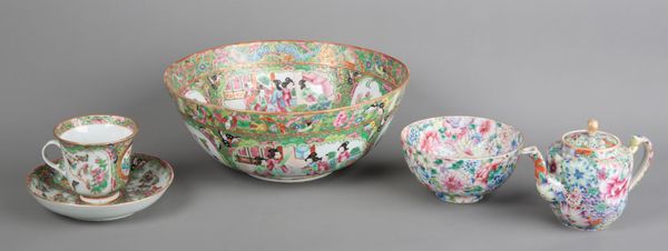 A CHINESE EXPORT FAMILLE ROSE PUNCH BOWL