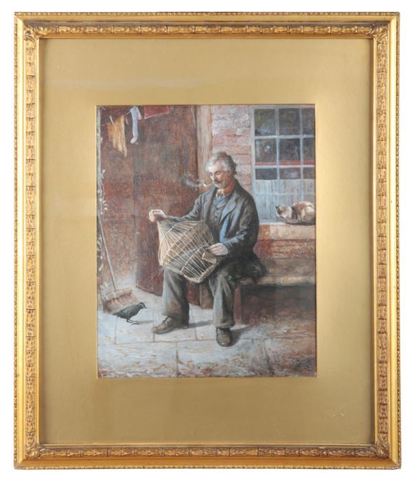 GEORGE PERKINS OF MANCHESTER An elderly gentleman seated with birdcage