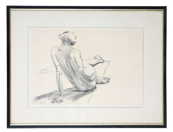 CHARLES SYKES (1875-1950) A study of a seated nude posed on a rug