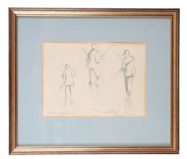 BERYL TRIST NEWMAN (1906-1991) Three fishing figures in waders
