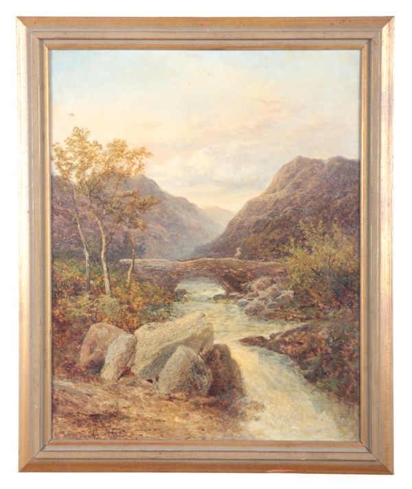 CHARLES S. SHAW (19TH CENTURY) A mountainous landscape with a fisherman