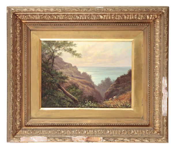 ENGLISH SCHOOL, 19TH CENTURY A coastal landscape with figures on cliffside