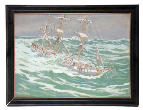 *GEORGE FAGAN BRADSHAW (1887-1960) Ship enduring rough seas