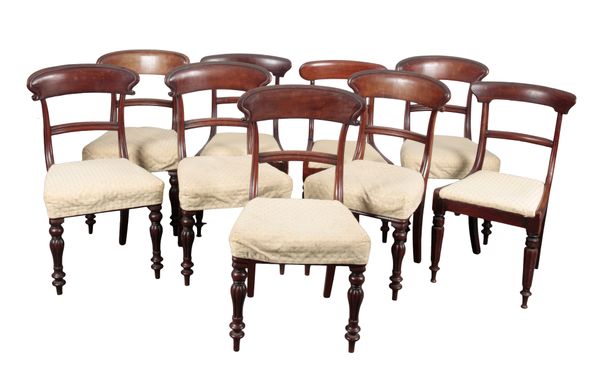 AN ASSOCIATED SET OF NINE VICTORIAN MAHOGANY DINING CHAIRS