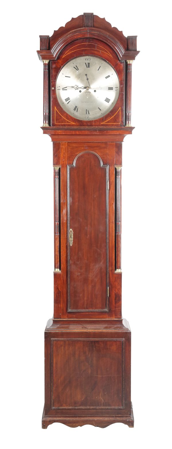 A REGENCY MAHOGANY LONGCASE CLOCK BY JOHN SLY OF WEYMOUTH