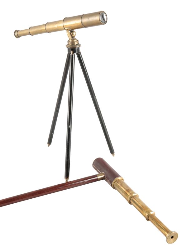 A VICTORIAN BRASS TRAVELLER'S OR CAMPAIGN TELESCOPE