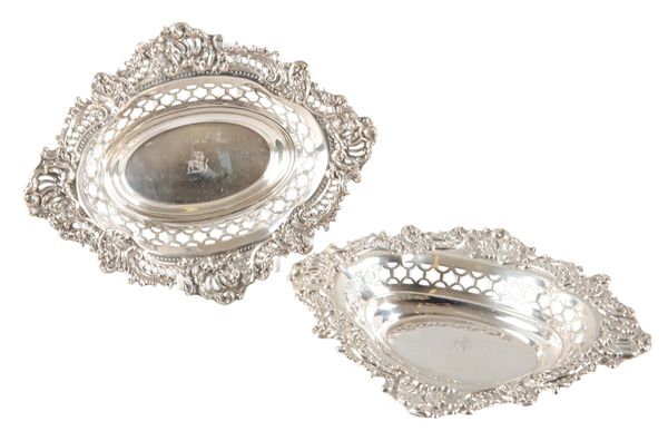 A PAIR OF LATE VICTORIAN SILVER BONBON DISHES