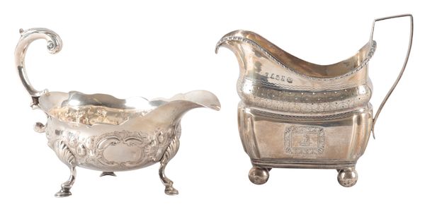 AN EARLY GEORGE III SILVER SAUCE BOAT
