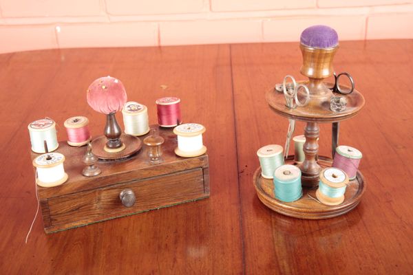 A VICTORIAN ROSEWOOD SEWING STAND