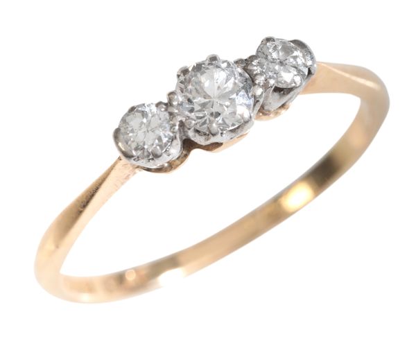 A DIAMOND THREE STONE RING