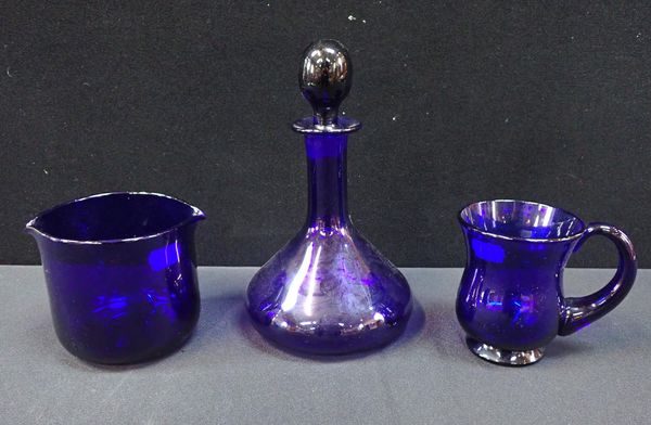 THREE PIECES OF 'BRISTOL BLUE' GLASSWARE