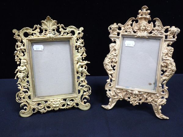 TWO SIMILAR VICTORIAN CAST BRASS PHOTOGRAPH FRAMES