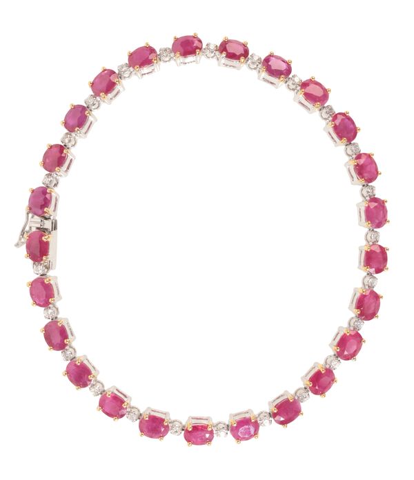 A RUBY AND DIAMOND LINE BRACELET