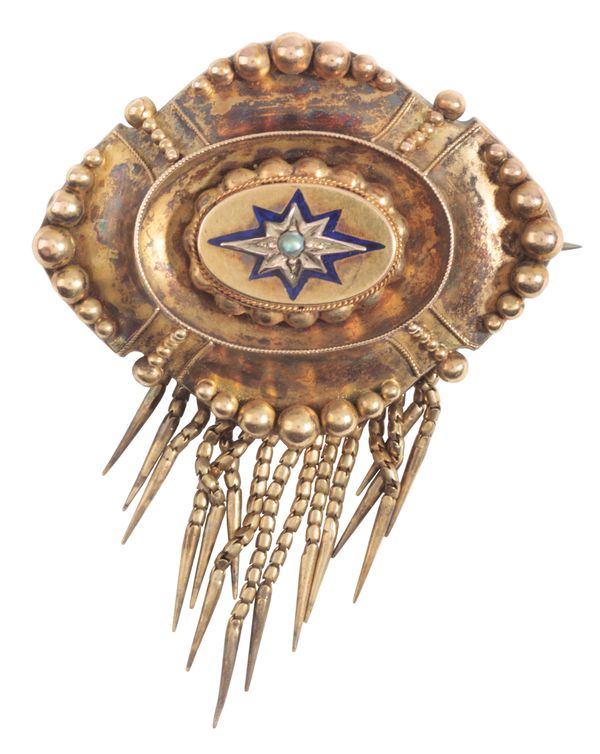 AN ETRUSCAN REVIVAL MOURNING BROOCH