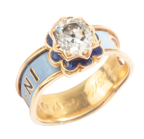 AN ANTIQUE GEORGIAN DIAMOND MOURNING RING