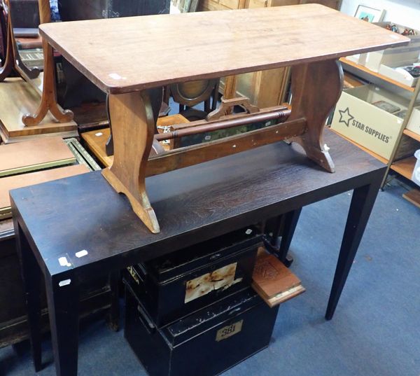 A MODERN HARDWOOD HALL TABLE