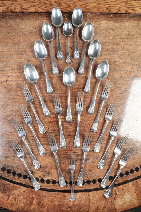 A VICTORIAN SILVER ADMIRALTY PATTERN TABLE SERVICE
