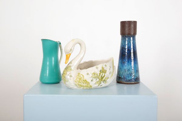 MICHAEL ANDERSEN FOR BORNHOLM, DENMARK: A BLUE GLAZED CONICAL VASE