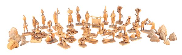 A LARGE COLLECTION OF NIGERIAN 'THORN' WOOD CARVINGS