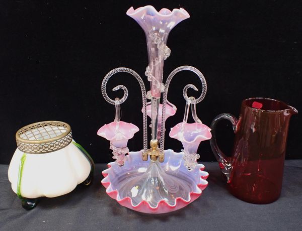 A VICTORIAN EPERGNE WITH CENTRAL TRUMPET