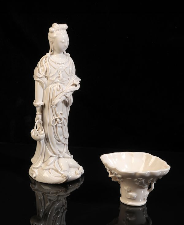 A CHINESE BLANC DE CHINE FIGURE OF GUANYIN